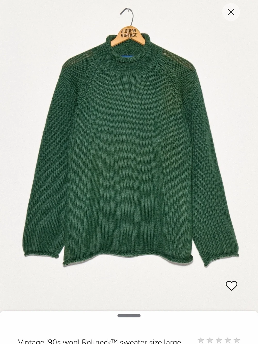 J. Crew Dark Green Vintage Rollneck Sweater
